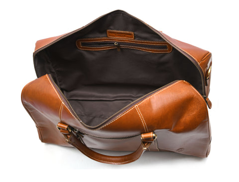 Taranto Leather Weekender Bag  - Ochre Brown