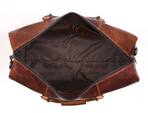 Taranto Leather Weekender Bag  - NY Brown