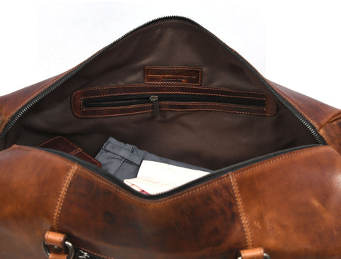 Taranto Leather Weekender Bag  - NY Brown