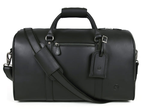 Austin Leather Overnight Bag Combo- Raven Black