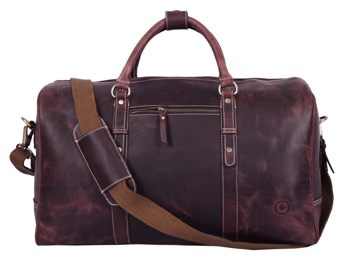 Taranto Leather Weekender Bag - Hickory Brown