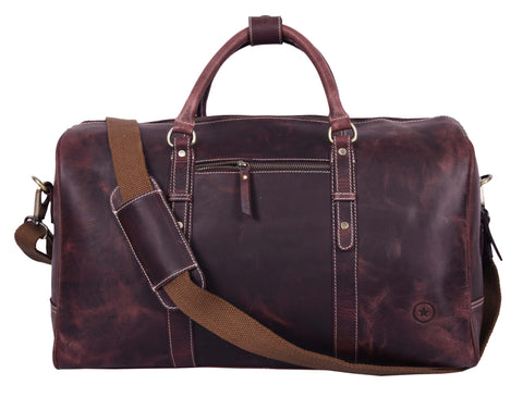 Taranto Leather Weekender Bag - Hickory Brown