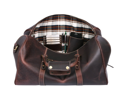 Taranto Leather Weekender Bag Combo - Walnut Brown