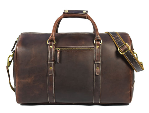 Taranto Leather Weekender Bag  - Walnut Brown