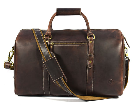 Taranto Leather Weekender Bag  - Walnut Brown