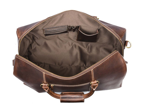 Taranto Leather Weekender Bag  - Walnut Brown