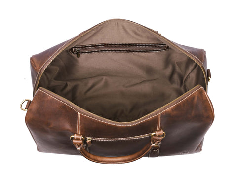 Taranto Leather Weekender Bag  - Walnut Brown