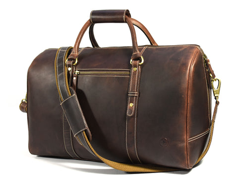 Taranto Leather Weekender Bag  - Walnut Brown