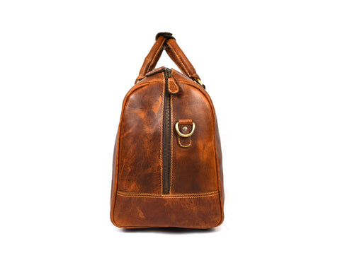 Taranto Leather Weekender Bag  - Caramel Brown