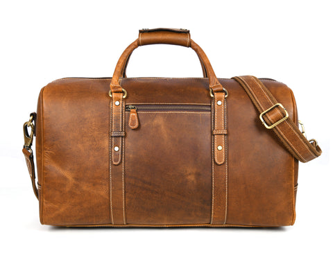 Taranto Leather Weekender Bag  - Tawny Brown