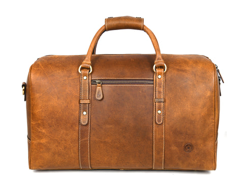 Taranto Leather Weekender Bag  - Tawny Brown