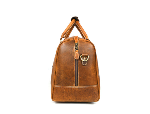 Taranto Leather Weekender Bag  - Tawny Brown