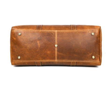 Taranto Leather Weekender Bag  - Tawny Brown