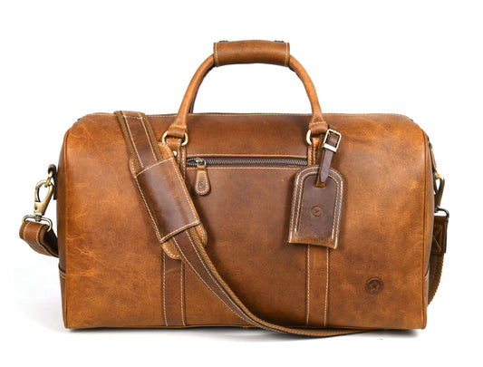 Taranto Leather Weekender Bag  - Tawny Brown