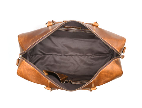 Taranto Leather Weekender Bag  - Tawny Brown