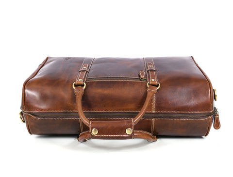 Taranto Leather Weekender Bag  - Penny Brown