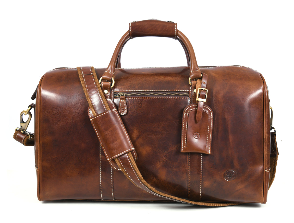 Taranto Leather Weekender Bag  - Penny Brown