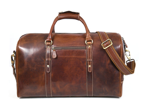 Taranto Leather Weekender Bag  - Penny Brown