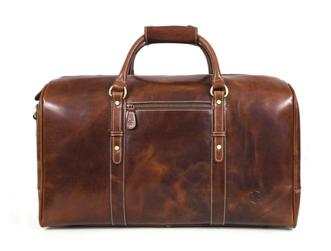 Taranto Leather Weekender Bag  - Penny Brown