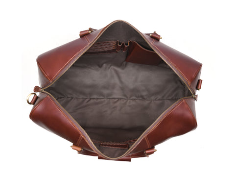 Taranto Leather Weekender Bag Combo - Pecan Brown