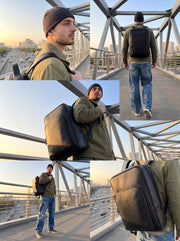Black Leather Laptop Backpack – Business & Travel Backpack