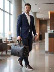 ELORA – Premium Black Leather Travel Duffle Bag