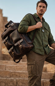 Premium Vintage Leather Backpack – Multi-Pocket Travel & Laptop Backpack
