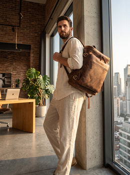 Oakridge Leather Travel Backpack – Spacious Multi-Compartment Travel Backpack