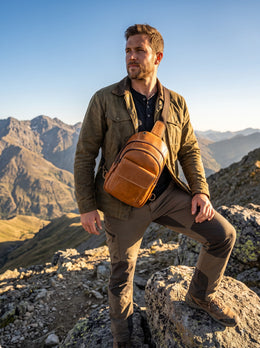 The Trailcraft Sling Pack – Vintage Tan Leather Crossbody Backpack