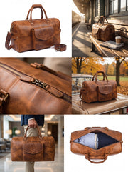 The Voyager Heritage – Premium Vintage Leather Travel Duffle Bag