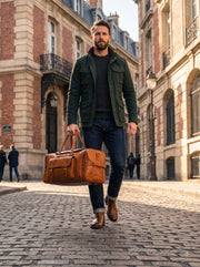 HeritageVoyage Leather Travel Duffle Bag – 24 Inch Vintage Carry-On Weekender