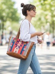 Montana Kim Tote – Kilim & Leather Boho Bag