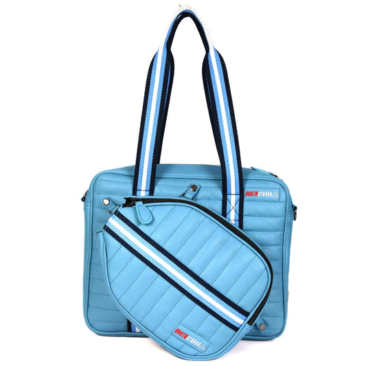 North Strong Split Pro Leather Pickleball Bag With USB Charging Port Sky Blue