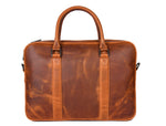 Padded laptop compartment in leather messenger bag