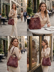 Seraphine Burgundy Floral Shoulder Bag