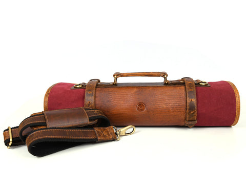 Marchena Canvas Knife Roll - Raspberry