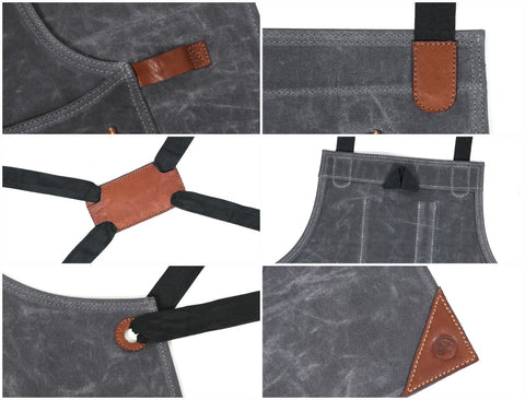 Turin Waxed Canvas Apron - Porpoise Grey