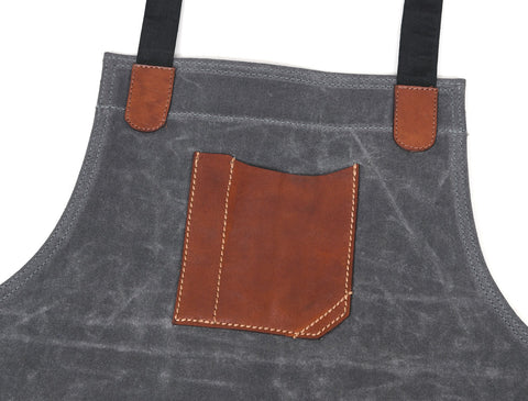 Turin Waxed Canvas Apron - Porpoise Grey