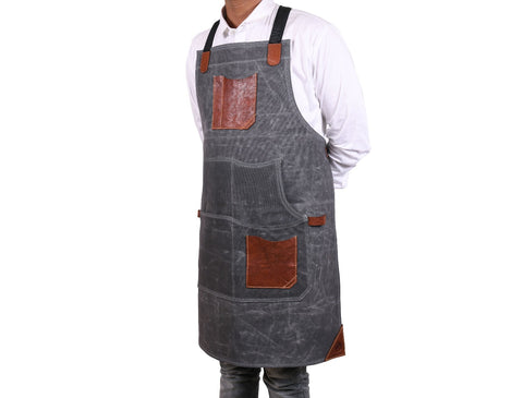 Turin Waxed Canvas Apron - Porpoise Grey