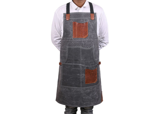 Turin Waxed Canvas Apron - Porpoise Grey