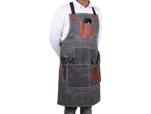 Turin Waxed Canvas Apron - Porpoise Grey