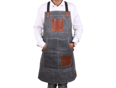 Turin Waxed Canvas Apron - Porpoise Grey