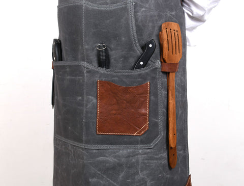 Turin Waxed Canvas Apron - Porpoise Grey