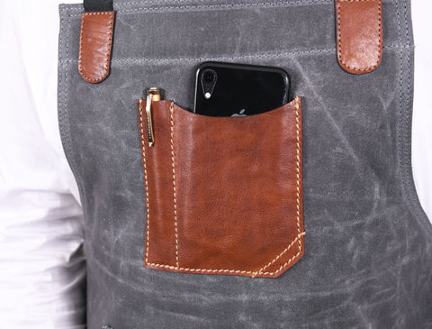 Turin Waxed Canvas Apron - Porpoise Grey