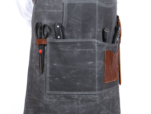 Turin Waxed Canvas Apron - Porpoise Grey