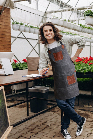 Turin Waxed Canvas Apron - Porpoise Grey