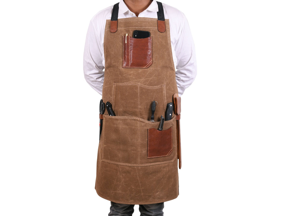 Turin Waxed Canvas Apron - Tawny Brown