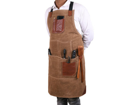 Turin Waxed Canvas Apron - Tawny Brown