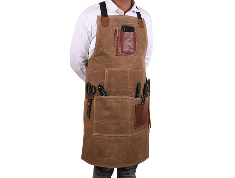 Turin Waxed Canvas Apron - Tawny Brown