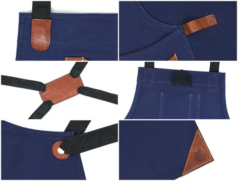 Turin Waxed Canvas Apron - Navy Blue